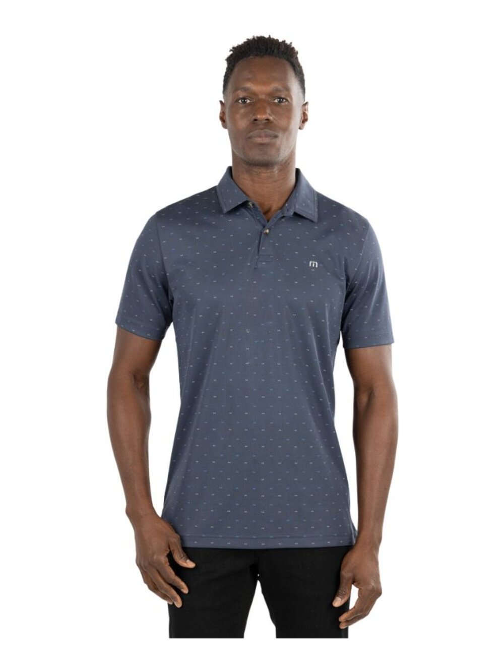 TravisMathew Men's Desert Park Blue Pattern Polo Size Medium